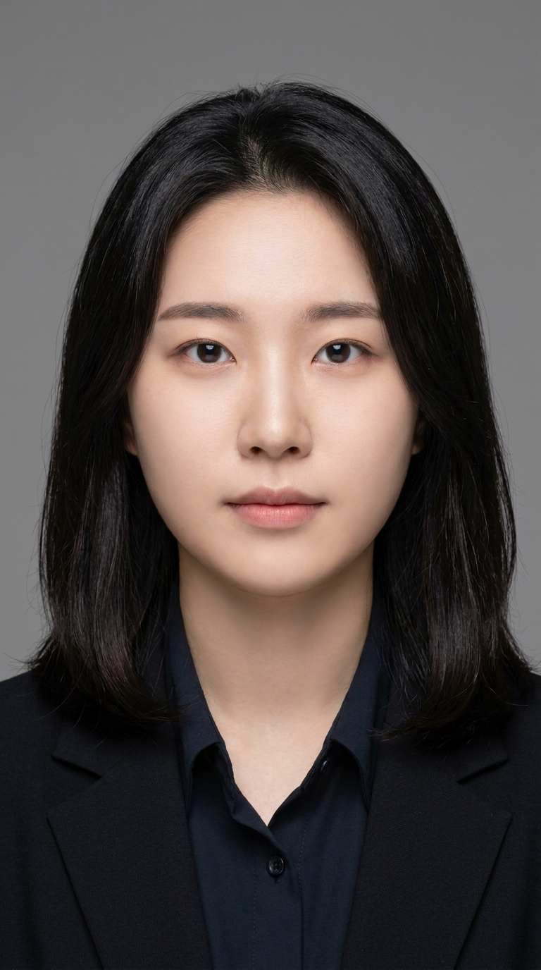 FLOWBOARD character reference node — Korean female model studio portrait anchored for AI video identity consistency
